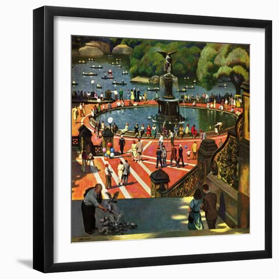 "Boating in Central Park", July 11, 1953-John Falter-Framed Giclee Print