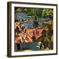 "Boating in Central Park", July 11, 1953-John Falter-Framed Giclee Print