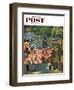 "Boating in Central Park" Saturday Evening Post Cover, July 11, 1953-John Falter-Framed Giclee Print