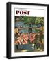 "Boating in Central Park" Saturday Evening Post Cover, July 11, 1953-John Falter-Framed Giclee Print