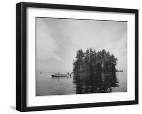 Boating on Sebago Lake Past "Keepsake" Island-Peter Stackpole-Framed Premium Photographic Print