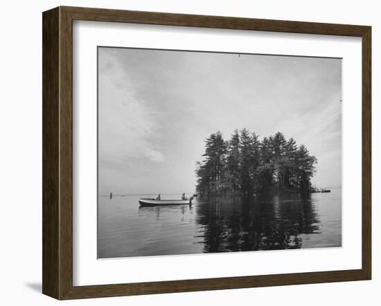 Boating on Sebago Lake Past "Keepsake" Island-Peter Stackpole-Framed Photographic Print