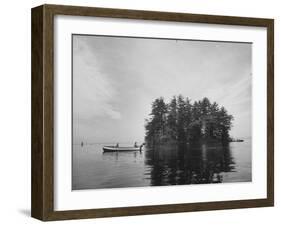 Boating on Sebago Lake Past "Keepsake" Island-Peter Stackpole-Framed Photographic Print