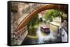 Boating On The Canal In Prague-George Oze-Framed Stretched Canvas