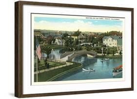 Boating on the Canal, Venice, California-null-Framed Art Print