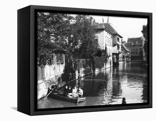 Boating on the River Gera at Erfurt, Thiringia, circa 1910-Jousset-Framed Stretched Canvas