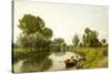 Boating on the Stour at Dedham, 1884 (Oil on Canvas)-Frederick George Cotman-Stretched Canvas