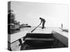 Boatman on Tonle Sap Lake, Cambodia-Walter Bibikow-Stretched Canvas