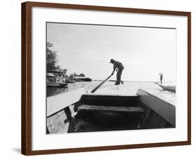 Boatman on Tonle Sap Lake, Cambodia-Walter Bibikow-Framed Photographic Print