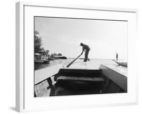 Boatman on Tonle Sap Lake, Cambodia-Walter Bibikow-Framed Photographic Print