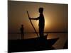 Boatman Prepares to Anchor His Boat, after the Day's Work in River Ganges, in Allahabad, India-null-Mounted Photographic Print