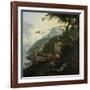 Boatmen Moored on the Shore of an Italian Lake, 1650-70-Adam Pynacker-Framed Giclee Print