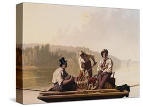 Boatmen on the Missouri-George Caleb Bingham-Stretched Canvas