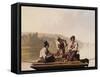 Boatmen on the Missouri-George Caleb Bingham-Framed Stretched Canvas