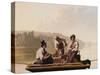 Boatmen on the Missouri-George Caleb Bingham-Stretched Canvas