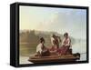 Boatmen on the Missouri-George Caleb Bingham-Framed Stretched Canvas