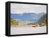 Boats About to Dock in Pak Beng, Half-Way Point from Thailand to Vientiane, Mekong River, Laos-Matthew Williams-Ellis-Framed Stretched Canvas