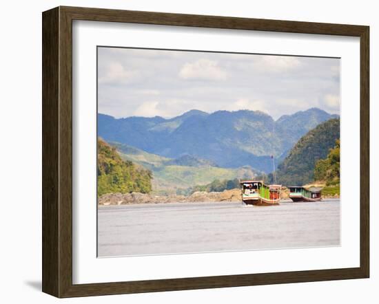 Boats About to Dock in Pak Beng, Half-Way Point from Thailand to Vientiane, Mekong River, Laos-Matthew Williams-Ellis-Framed Photographic Print