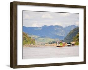 Boats About to Dock in Pak Beng, Half-Way Point from Thailand to Vientiane, Mekong River, Laos-Matthew Williams-Ellis-Framed Photographic Print