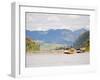 Boats About to Dock in Pak Beng, Half-Way Point from Thailand to Vientiane, Mekong River, Laos-Matthew Williams-Ellis-Framed Photographic Print