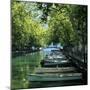 Boats Along Canal, Annecy, Lake Annecy, Rhone Alpes, France, Europe-Stuart Black-Mounted Photographic Print