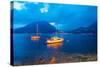 Boats Anchored in the Lake Como, Varenna, Lombardy, Italy-null-Stretched Canvas