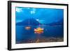 Boats Anchored in the Lake Como, Varenna, Lombardy, Italy-null-Framed Photographic Print