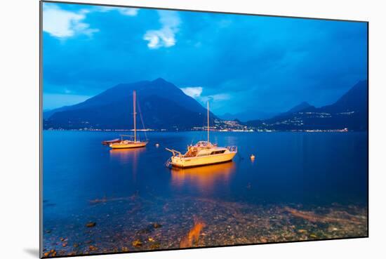 Boats Anchored in the Lake Como, Varenna, Lombardy, Italy-null-Mounted Photographic Print