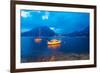 Boats Anchored in the Lake Como, Varenna, Lombardy, Italy-null-Framed Photographic Print