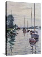 Boats Anchored on the Seine-Gustave Caillebotte-Stretched Canvas