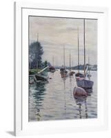 Boats Anchored on the Seine-Gustave Caillebotte-Framed Giclee Print