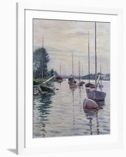 Boats Anchored on the Seine-Gustave Caillebotte-Framed Giclee Print