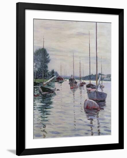 Boats Anchored on the Seine-Gustave Caillebotte-Framed Giclee Print