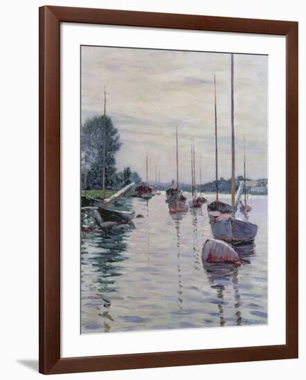 Boats Anchored on the Seine-Gustave Caillebotte-Framed Giclee Print