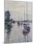 Boats Anchored on the Seine-Gustave Caillebotte-Mounted Giclee Print