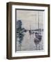 Boats Anchored on the Seine-Gustave Caillebotte-Framed Giclee Print