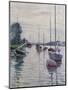 Boats Anchored on the Seine-Gustave Caillebotte-Mounted Giclee Print