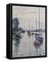 Boats Anchored on the Seine-Gustave Caillebotte-Framed Stretched Canvas