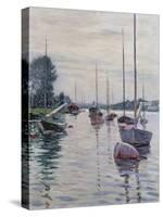 Boats Anchored on the Seine-Gustave Caillebotte-Stretched Canvas