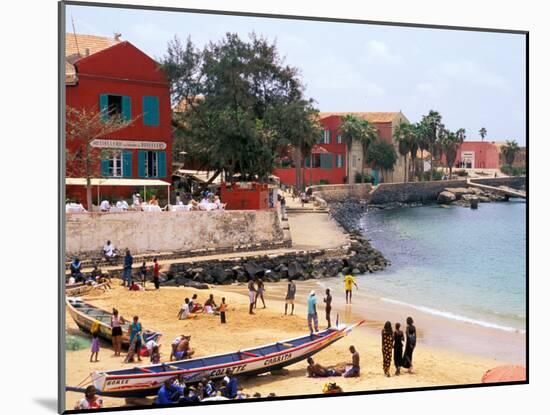 Boats and Beachgoers on the Beaches of Dakar, Senegal-Janis Miglavs-Mounted Premium Photographic Print