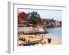 Boats and Beachgoers on the Beaches of Dakar, Senegal-Janis Miglavs-Framed Photographic Print