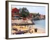 Boats and Beachgoers on the Beaches of Dakar, Senegal-Janis Miglavs-Framed Photographic Print