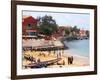 Boats and Beachgoers on the Beaches of Dakar, Senegal-Janis Miglavs-Framed Photographic Print