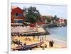 Boats and Beachgoers on the Beaches of Dakar, Senegal-Janis Miglavs-Framed Photographic Print