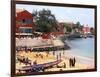 Boats and Beachgoers on the Beaches of Dakar, Senegal-Janis Miglavs-Framed Photographic Print