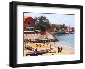 Boats and Beachgoers on the Beaches of Dakar, Senegal-Janis Miglavs-Framed Photographic Print