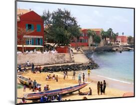 Boats and Beachgoers on the Beaches of Dakar, Senegal-Janis Miglavs-Mounted Photographic Print