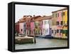 Boats and Colorful Homes in Canal, Burano, Italy-Dennis Flaherty-Framed Stretched Canvas