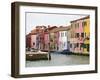 Boats and Colorful Homes in Canal, Burano, Italy-Dennis Flaherty-Framed Photographic Print