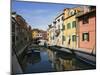 Boats and Colorful Reflections of Homes in Canal, Burano, Italy-Dennis Flaherty-Mounted Photographic Print